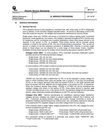 Electric Service Standards - Fpl.com