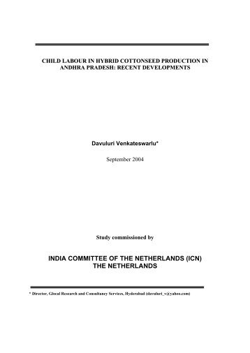 Venkateswarlu, Davuluri (2004): Child Labour in Hybrid Cottonseed ...