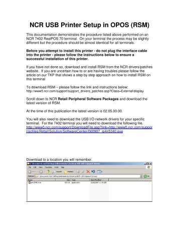 NCR USB Printer Setup in OPOS (RSM)