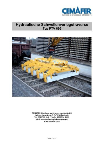 Hydraulische Schwellenverlegetraverse Typ PTV ... - Cemafer GmbH