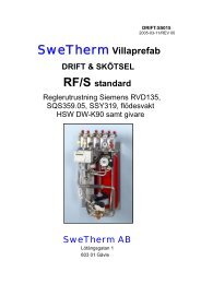 SweTherm RF/S S5015R00 drift- och skÃ¶tselanvisning