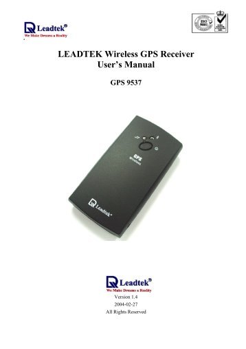 LEADTEK Wireless GPS Receiver User's Manual