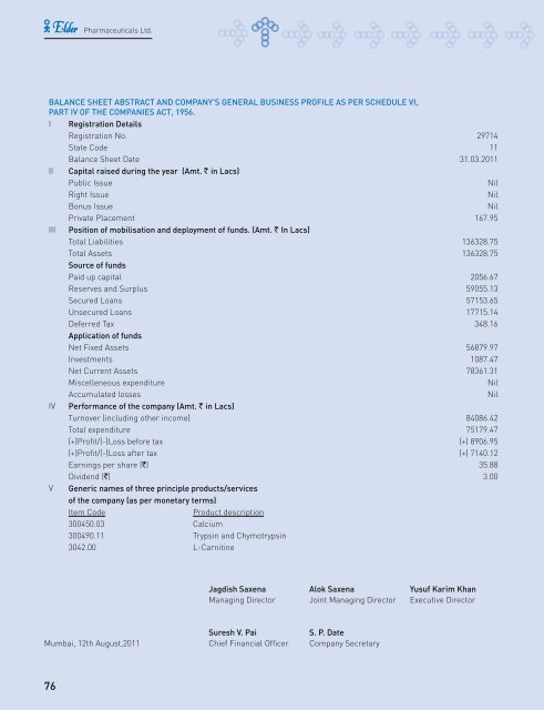 Annual Report 10-11 - Elder Pharmaceuticals Ltd.