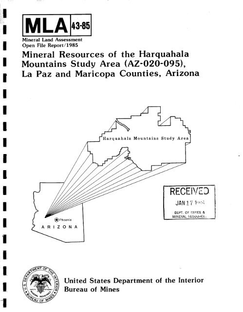 MLA 43-85 - State of Arizona Department of Mines and Mineral ...