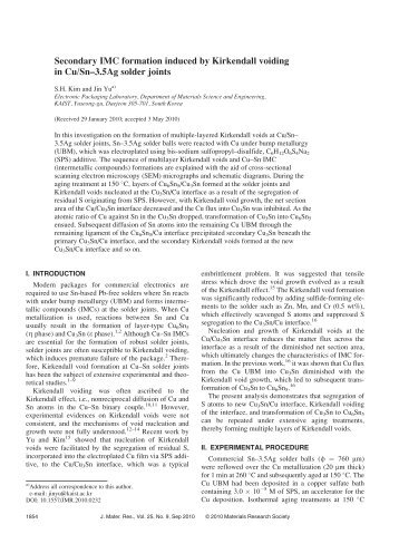 Secondary IMC formation induced by Kirkendall voiding in ... - KAIST