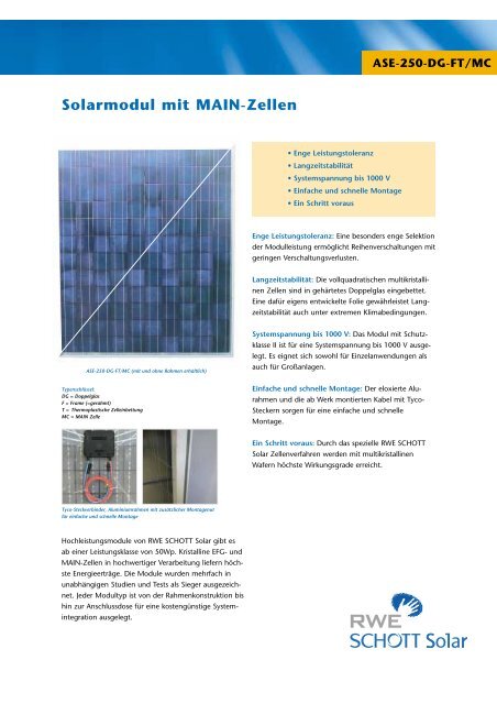 Solarmodul mit MAIN-Zellen - SONNIG