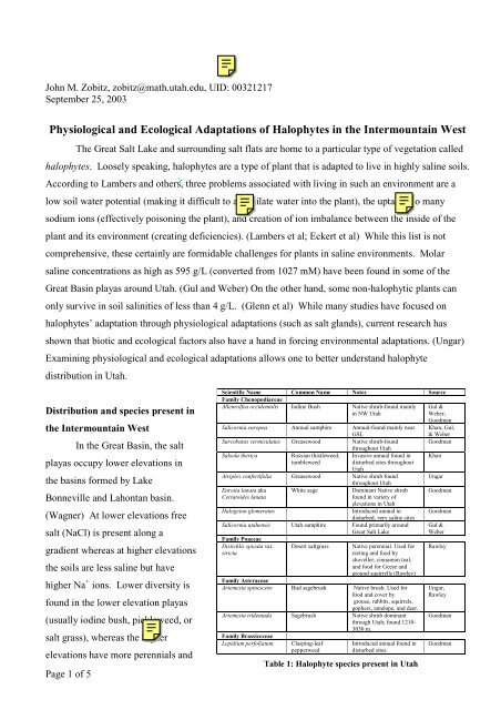 Physiological and Ecological Adaptations of ... - Ehleringer net