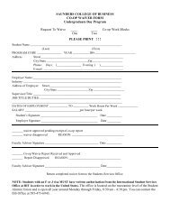 Co-Op Waiver Request Form - College of Business