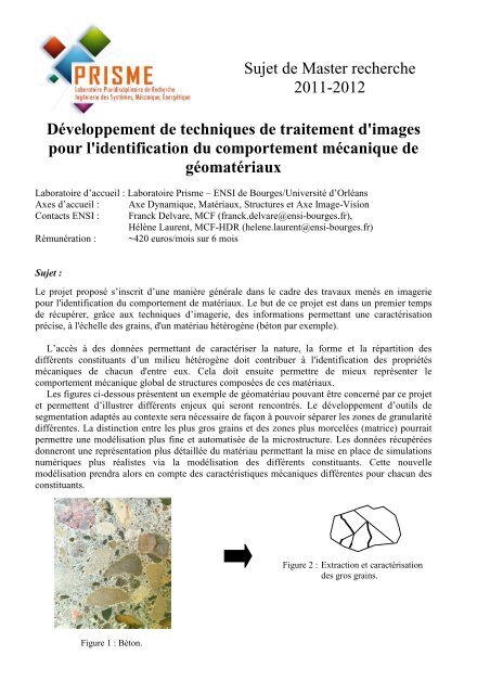 DÃ©veloppement de techniques de traitement d'images pour l ...