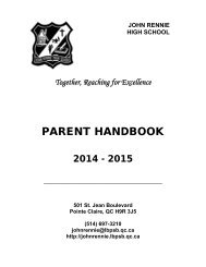 PARENT HANDBOOK - John Rennie High School, Pointe Claire, QC