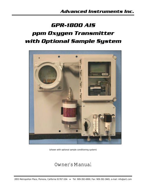 GPR-1800 AIS ATEX Trace PPM Oxygen Analyzer - Advanced ...