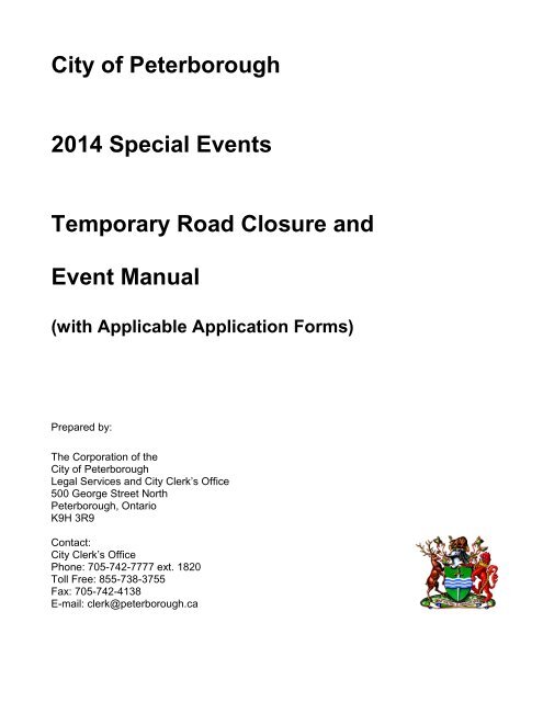 City of Peterborough Temporary Road Closure Event Application