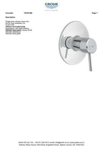 Description Single-lever shower mixer trim set for final ... - GROHE