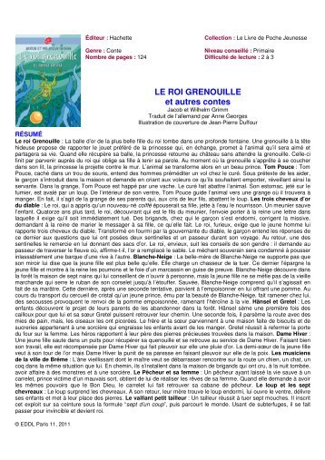 LE ROI GRENOUILLE et autres contes - EDDL.fr