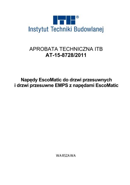 Aprobata Techniczna Itb At 15 87282011 Esco