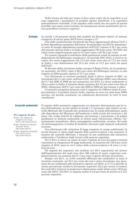 Annuario statistico italiano 2012: Ambiente e territorio - Conferenza ...