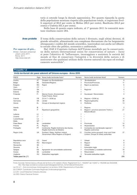 Annuario statistico italiano 2012: Ambiente e territorio - Conferenza ...