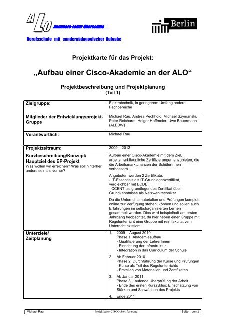 Projekt "CISCO-Zertifizierung" - auf der Annedore-Leber-Oberschule