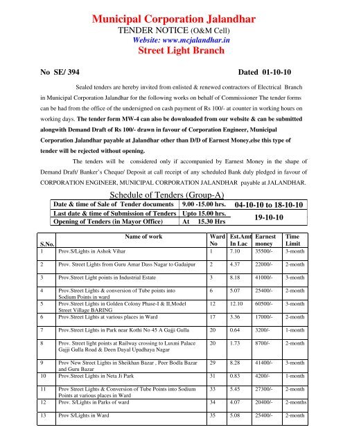 Street Light Branch - Municipal Corporation Jalandhar