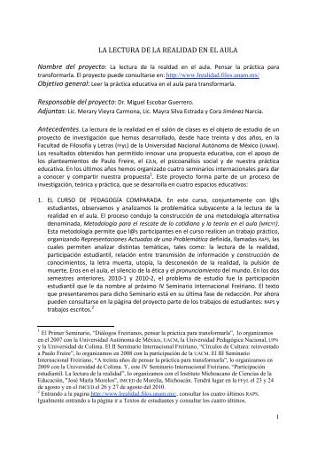 la lectura de la realidad en el aula - Repositorio de la Facultad de ...