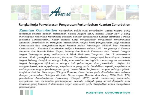 KUANTAN CONURBATION ringkasan ekskutif 01042011 final - JPBD