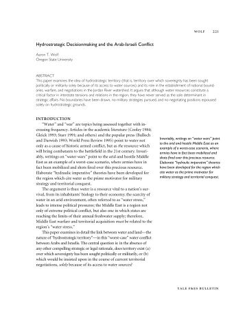 Hydrostrategic Decisionmaking and the Arab ... - Yale University