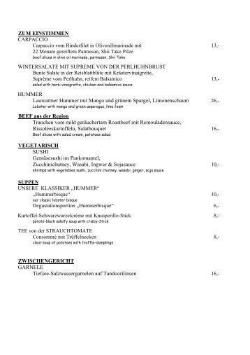 Speisekarte als pdf - Romantik-Hotel Goldener Karpfen Fulda