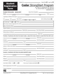 Cedar StrongStart Registration Form - Campbell River School District