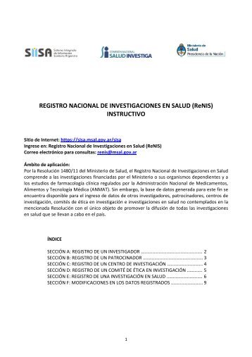 REGISTRO NACIONAL DE INVESTIGACIONES EN SALUD (ReNIS ...