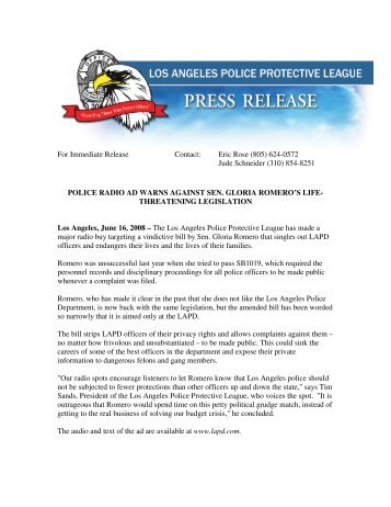 press releases - Los Angeles Police Protective League
