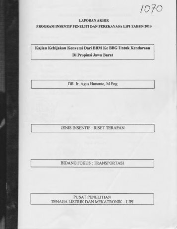 Kajian Kebijakan Konversi Dari BBM Ke BBG Untuk ... - KM Ristek
