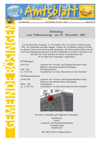 Einladung zum Volkstrauertag am 13. November 2011