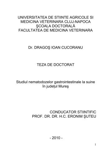 UNIVERSITATEA DE STIINTE AGRICOLE SI MEDICINA ...