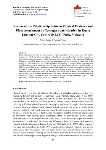 Review of the Relationship between Physical Features and Place ...