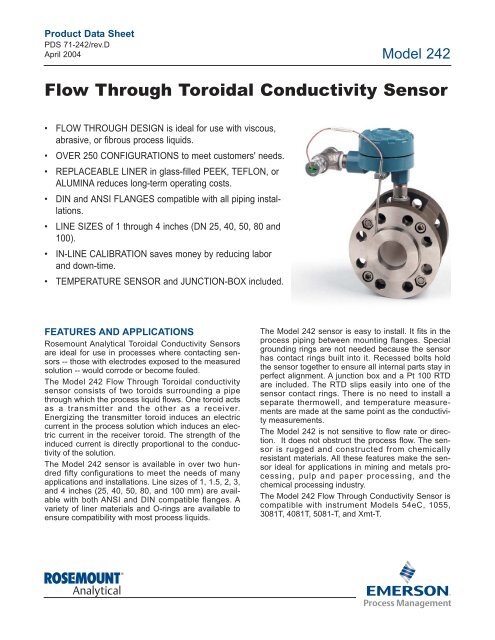 242 Flow Through Toroidal Conductivity Sensor - BKW Instruments