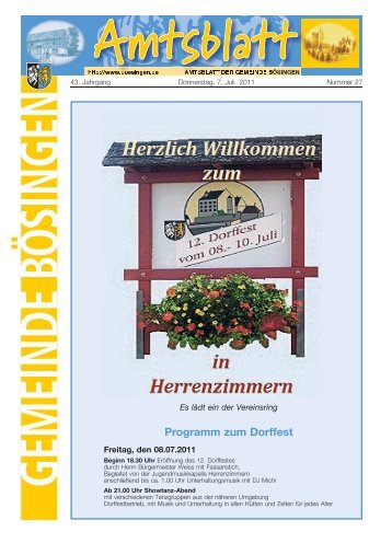 Programm zum Dorffest - der Gemeinde Bösingen