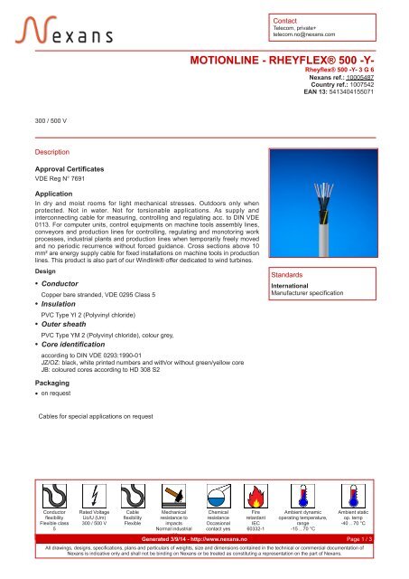 MOTIONLINE - RHEYFLEXÂ® 500 -Y- - Nexans