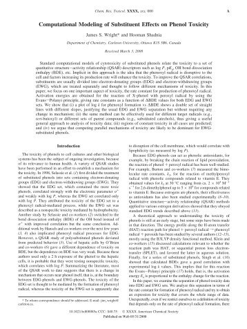 Computational Modeling of Substituent Effects on Phenol Toxicity