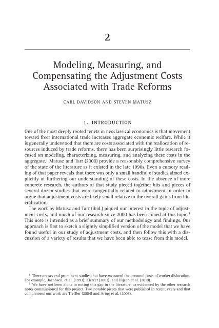 Trade Adjustment Costs in Developing Countries: - World Bank ...