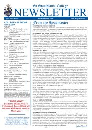 Term 3 Week 6 Newsletter 26 August 2011 - St Stanislaus College