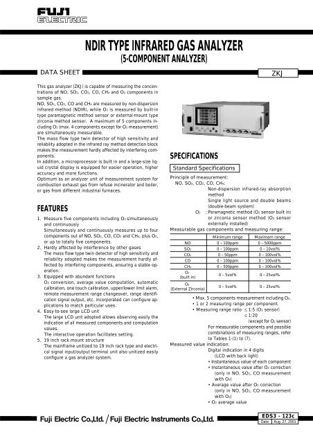 Infrared gas analyzer Type ZKJ - Coulton