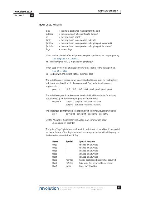 PICAXE Manual Section 1 - TechnoPujades - Free