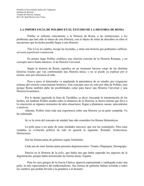 LA IMPORTANCIA DE POLIBIO EN EL ESTUDIO ... - Historia Antigua