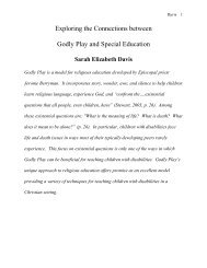 Exploring the Connections between Godly Play and Special Education