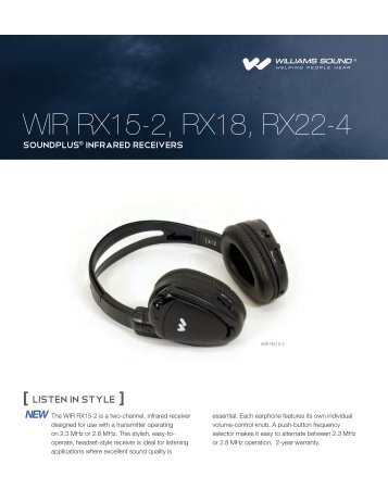 WIR RX15-2 Sell Sheet - Williams Sound