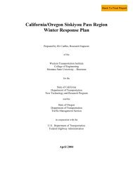 California/Oregon Siskiyou Pass Region Winter Response Plan