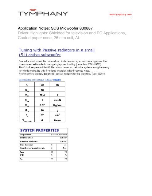 SDS Midwoofer 830887 App Note - Tymphany