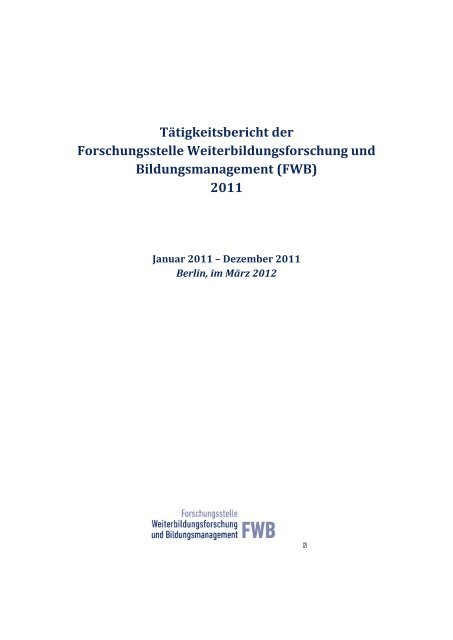 (FWB) 2011 - Deutsche UniversitÃ¤t fÃ¼r Weiterbildung