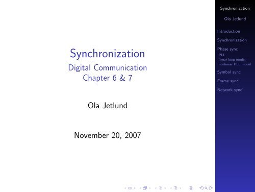 Synchronization - Digital Communication Chapter 6 & 7 - Unik