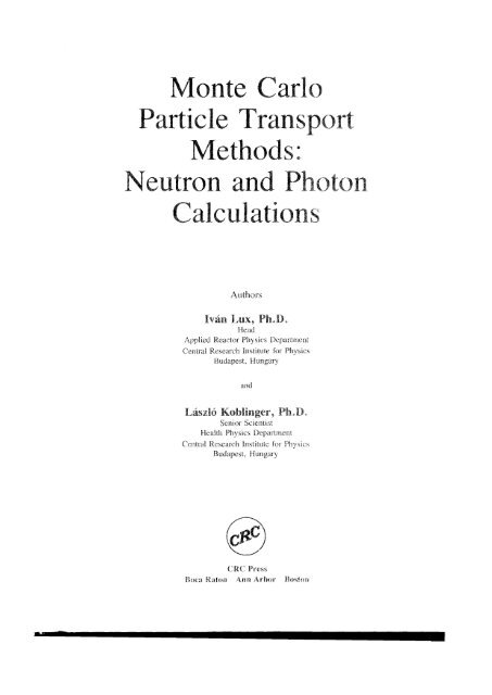 Monte Carlo Particle Transport Methods: Neutron and Photon - gnssn